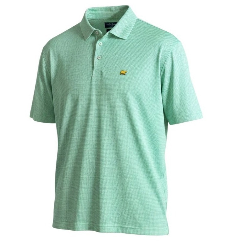 Jack Nicklaus Mens Mint Green Micro Check Golf Polo Shirt Golden‎ Bear Large L